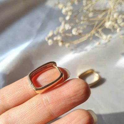 گوشواره زنانه ژوپینگ مدل مستطیلی رنگ ثابت