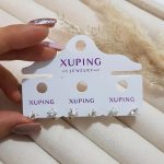 گوشواره زنانه میخی ژوپینگ مدل تک نگین رنگ طلایی