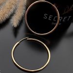 گوشواره زنانه ژوپینگ حلقه‌ای قطر ۴ سانتی‌متر رنگ طلایی