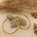 گوشواره زنانه ژوپینگ حلقه‌ای قطر ۴ سانتی‌متر رنگ طلایی