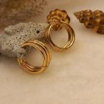 گوشواره زنانه ژوپینگ مدل ۰۱ رنگ طلایی