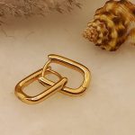 گوشواره زنانه ژوپینگ طرح مستطیل رنگ طلایی