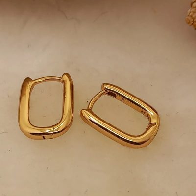 گوشواره زنانه ژوپینگ طرح مستطیل رنگ طلایی
