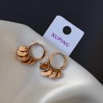گوشواره زنانه ژوپینگ مدل سکه‌ای رنگ طلایی