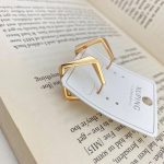 گوشواره زنانه ژوپینگ مدل چند ضلعی رنگ طلایی