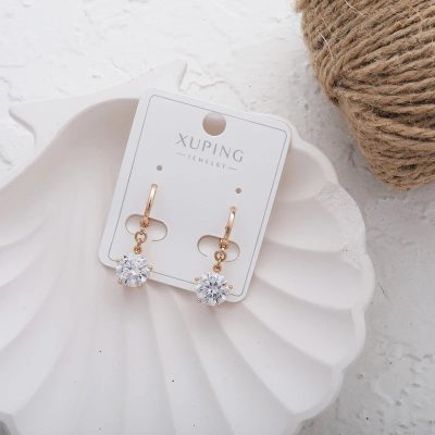 گوشواره زنانه ژوپینگ مدل نگینی رنگ طلایی