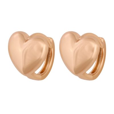 گوشواره زنانه ژوپینگ مدل قلب حلقه‌ای رنگ طلایی