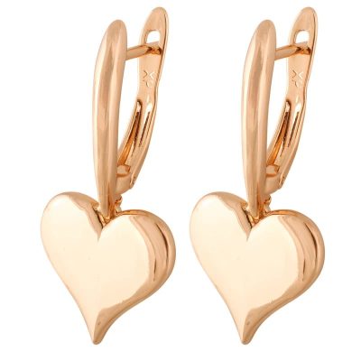 گوشواره زنانه ژوپینگ طرح قلب رنگ طلایی