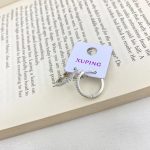 گوشواره زنانه ژوپینگ مدل حلقه‌ای نگین‌دار رنگ نقره‌ای