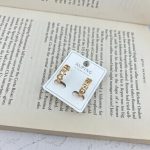 گوشواره زنانه ژوپینگ مدل کارتیه پهن رنگ طلایی