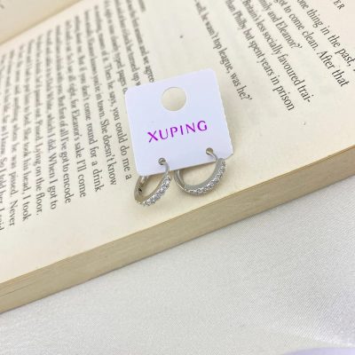 گوشواره زنانه ژوپینگ مدل حلقه ای نگین دار