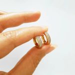 گوشواره زنانه ژوپینگ مدل حلقه ای نگینی