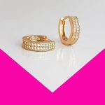 گوشواره زنانه ژوپینگ مدل حلقه ای نگینی