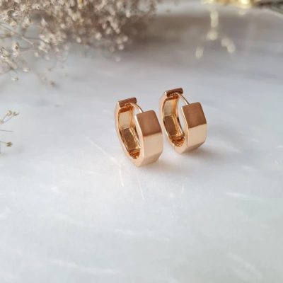گوشواره زنانه ژوپینگ مدل حلقه ای ۶ ضلعی