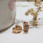 گوشواره زنانه ژوپینگ مدل حلقه ای چند ضلعی نگینی