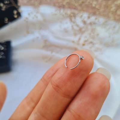 پیرسینگ بینی و گوش استیل نگینی نقره ای